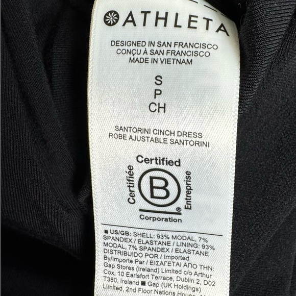 Athleta Santorini Cinch Dress Solid Black‎ Sleeveless Midi Size Small Petite - Picture 13 of 16